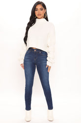 Recycled Mid Rise Butt Lifter Skinny Jeans - Dark Wash Ins Street